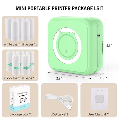HUIJUTCHEN Mini impressora de adesivos – Mini impressora de bolso para iPhone impressora térmica com