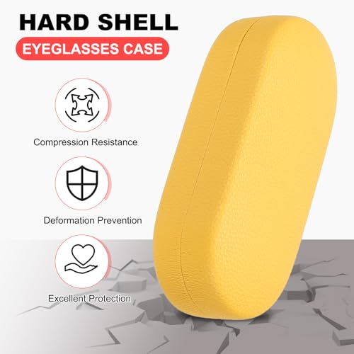 Image of PATIKIL Hard Shell Eyeglasses Case, PU Leather Large Glasses Case Litchi Grain Protective Sunglasses Organizer