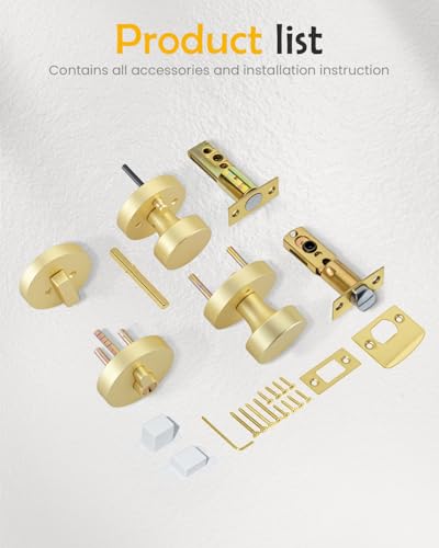 Image of Goldenwarm Gold Door Knob with Deadbolt, Exterior Front Door Knobs and Single Cylinder Deadbolt, Matte Black Front Door Locks Set - Zinc Alloy (1 Pack)