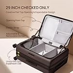 NINETYGO Large Checked Luggage 29 Inch, Flat Top Opening Check In Luggage with Brake Wheels, Expandable, Coffee-Infused PC Hard Shell, Eco-Friendly, TSA Lock, 360° Spinner Wheels (Latte) - Image 4