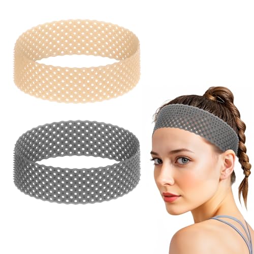 TIESOME 2 fasce regolabili in silicone per parrucca, elastici fissi antiscivolo, a prova di sudore, traspirante, nero beige