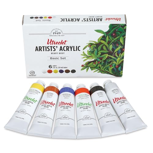 Utrecht Artists Acrylic Paints - Set of 6 Basic Colors 59 ml