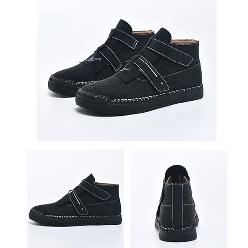 Men's Causal Fashion Chukka Boots Handmade Anti-Slip Mid Top Comfortable Round Toe Adjustable Hook Loop Hiking Ankle Booties3