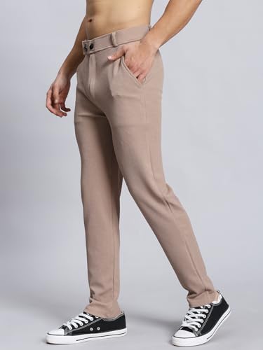 Image of VALLEY Casual Textured Slim Fit Trousers, Side Pockets