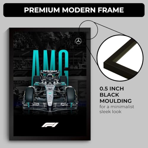 Image of Funk You Store Mercedes AMG F1 Poster | Framed Mercedes F1 Car A4 Sized (31 x 23 cm) | Lewis Hamilton Poster | AMG Car Posters for Wall, Gift for Boys, Formula 1 Frames | Formula 1 Frame (F 024)