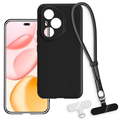 OAGELIM 2-in-1�ی�P�[�X�ƃ��X�g�X�g���b�v Huawei Honor 400 Pro 5G Global �Ƃ̌݊������� ���O���\�ȃ��j���[�h�t���d�b�J�o�[�A����~�ߕ����h�~�O���b�v�n���h�� (�u���b�N + �u���b�N)