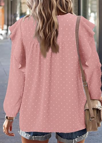 BETTE BOUTIK Womens Boho Fall Long Sleeve Shirts Crewneck Dressy Casual Blouses Trendy Flowy Tops