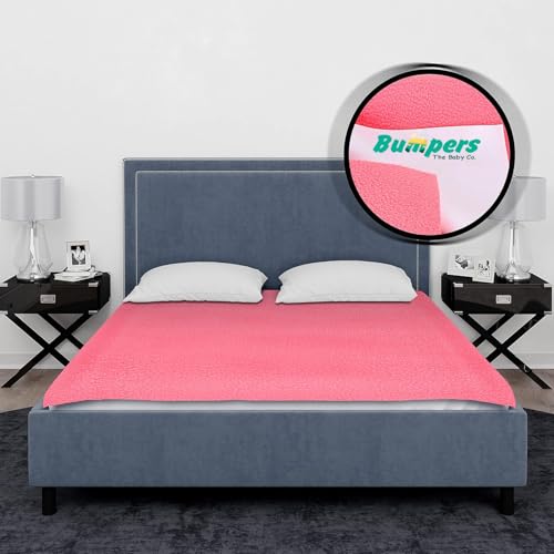 Image of Bumpers Waterproof Quick Dry Sheet for Baby|Bed Pad Extra Absorbent Washable Matress Protector|Baby Bed Protector Sheet for Toddler Children & Adult Double Bed, King Size (XXL, 260x200cm, Salmon Rose)
