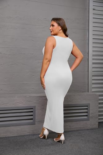 Image of YeGine Women Plus Size Sleeveless Bodycon Maxi Dresses Sexy Slim Tank Dresses
