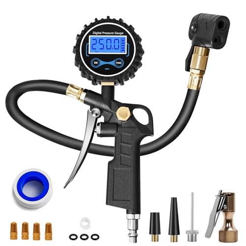 Digital Bike Tire Pressure Gauge, Presta Valve Adaptor, Schrader to Presta Valve Adapter for Air Compressor, Schrader Valve Adapter, Easiest Use Presta and Schrader Air Compressor Tool