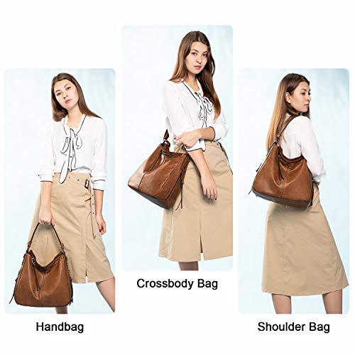 Image of Realer Hobo Crossbody Bags for Women Designer Faux Leather Hobo Handbags Retro Large Size Shoulder Bag Bucket Purse