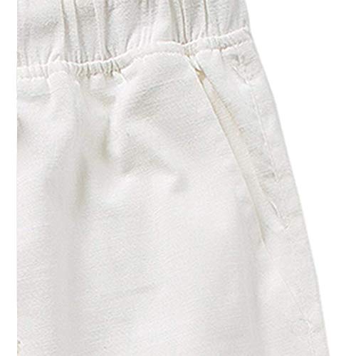 Sir7 Men's Linen Casual Lightweight Drawstrintg Elastic Waist Summer Beach Pants White S #TOP3