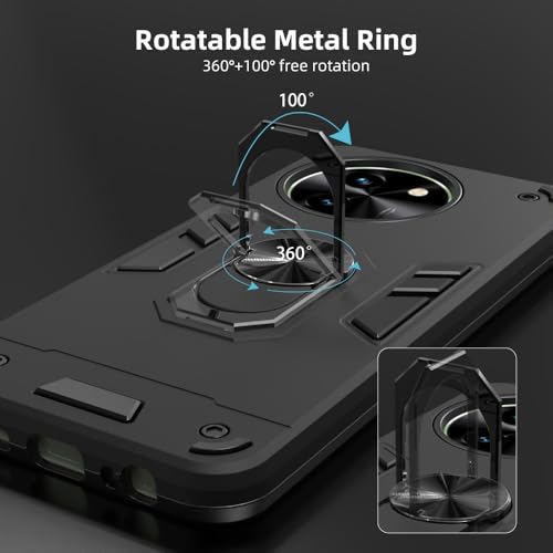 Image of NDCOM for Vivo T3x 5G Back Cover | Premium Vivo Y58 5G Back Cover | Shockproof Ring Holder Case