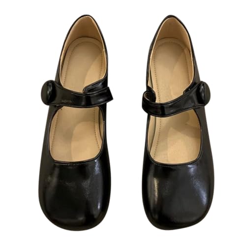 Onsoyours Zapatos Cómodos Planos Mary Jane para Mujer Planos Cosplay Kawaii Lindos Lolita A Negro 37