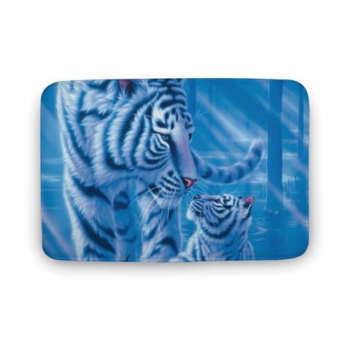 玄関マット室内 白虎 タイガー 野生動物 泥落としマット 滑り止め 50x80cm 大判 カーペット 耐摩耗性 吸水 ドアマット バスマット ふわふわ 柔らか 洗える 抗菌防臭 足拭きマット 廊下 洗面所 掃除 ラグマット オールシーズン適用 水洗い お手