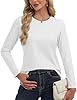 TACVASEN Casual Tops for Womens Long Sleeve Casual Cotton Tops for Women UK Moisture Wicking Tee Shirt Yoga T-Shirt, White, L #3