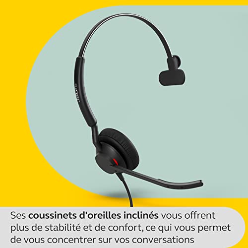 Jabra Engage 50 II - Micro-casque filaire mono & unité de contrôle d’appel Link - 3 micros à réduction de bruit, ultra-léger, USB-A - Certifié MS Teams, fonctionne & toutes les plateformes - Noir