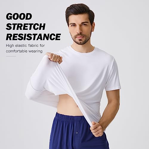 Bamboo Cool Men's T-Shirts Moisture-Wicking Crew Neck T-Shirt For Men Multipack Soft Bamboo Viscose Undershirt For Men White #TOP1