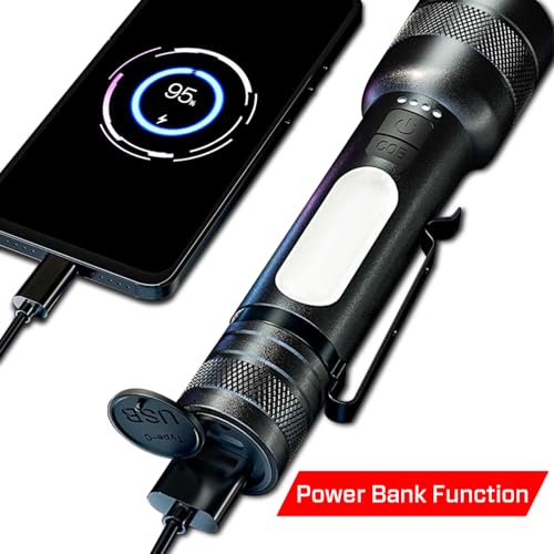 Image of IBELL FL8375S Rechargeable Torch Combo Pack of 5,with Powerbank Function, Aircraft Aluminum Body, Telescopic Zoom, Water Resistant Flashlight with Multiple Light Modes