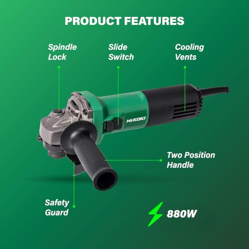 Image of HIKOKI G13MGAS9Z 125 mm Ac Angle Grinder | 880W Powerful Motor | 11000Rpm | Compact And Light Weight