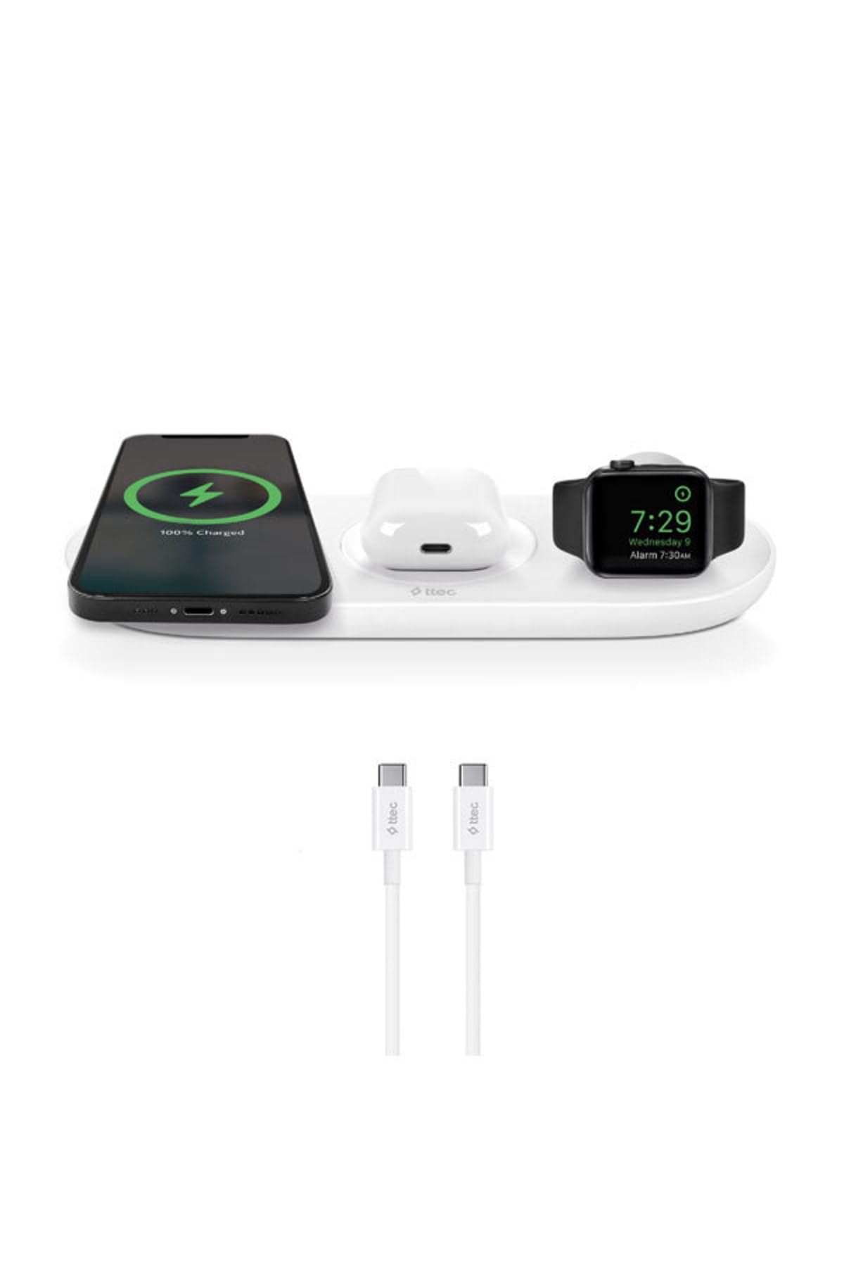 ttec AirCharger Trio 3’ü 1 Arada iPhone + Apple Watch + AirPods Kablosuz Hızlı Şarj Aleti