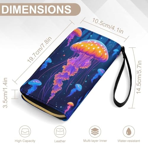 Jellyfish Print Women's Wallet Wristlet Zipper Purse with Hand Strap Travel Credit Card Holder for Daily Use Gifts2