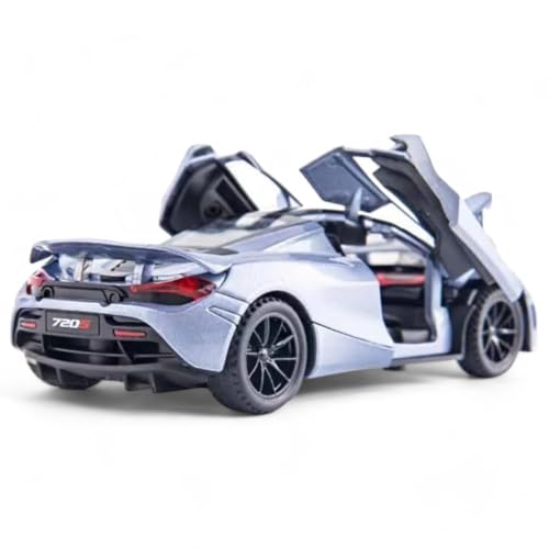 Image of WORSHIPER 1:32 Scale McLaren 720S Die-Cast Model Car � Alloy Metal Pullback Toy Car with Openable Butterfly Doors, Lights & Sound � Kids & Adults (1:32 McLaren 720s Purple Color)