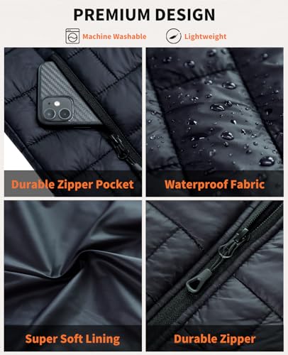 KODOKU Men's Heated Vest with Battery Pack Included 7.4V, 2024 Upgrade Heating Wire, Electric Warm Vest for Winter Hiking4