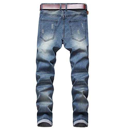 Men's Ripped Jeans Casual Stretch Button Zipper Pants with Pockets Relaxed Fit Denim Pants Boys Trendy Streetwear Jeans3