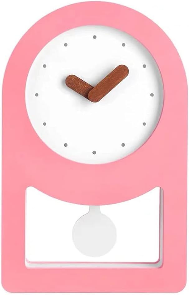 Small Table Clock Living Room Nordic Bedroom Silent Office Desktop Pendulum Home Decoration(White-Dinosaur Doodle4)