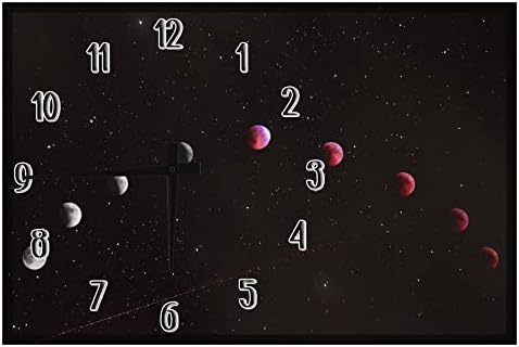 Champs Supply Phases and Colors of The Moon in The Starry Sky Wood Wall Clock Art 12 x 18 inch Home Decor