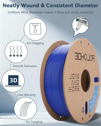Image of 3DHoJor PLA Filament 1.75mm,3D Printer Filament,1kg Cardboard Spool (2.2lbs),Dimensional Accuracy + /- 0.03 mm,Vacuum Packaging,Odor Free, Clog Free,Fit Most 3D FDM Printer,Blue