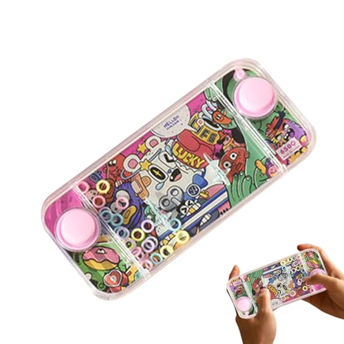 Genérico Juego De Agua Portátil: Juguete Portátil De La Consola Aqua Ring, Retro Squeeze Puzzle Play Machine | Juguete De Botón De Agua Interactivo, Juego De De Mano De con Anillos Colori