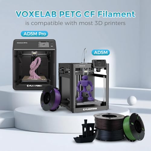 Image of VOXELAB Carbon Fiber PETG 3D Printer Filament, PETG Carbon Fiber Black Filament 1.75mm 1KG (2.2 LBS) 1 Spool, 3D Printing Material, Dimensional Accuracy + /- 0.02 mm, PETG CF Black
