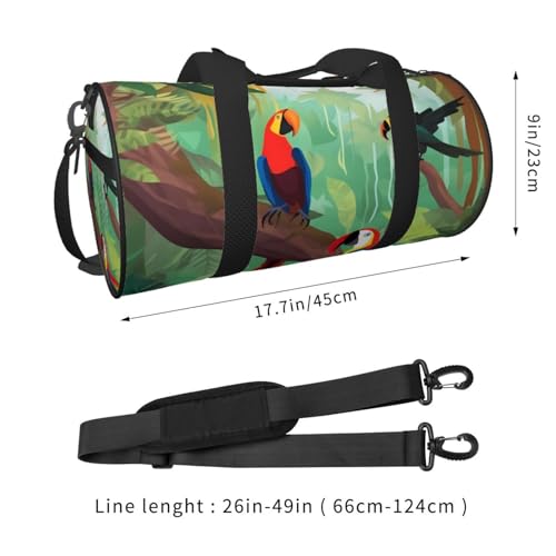 Macaw and Toucan of Rainforests Duffle Bag for Men Women - Carry on Overnight Bag Travel Duffel Tote Bags Yoga Gym Bags Waterproof Weekender Bag Large Luggage Bag with Adjustable Strap3