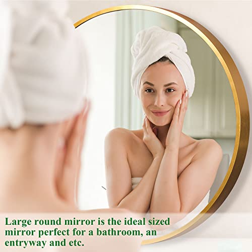 Trvone Gold Round Mirror 36Inch Circle Mirror Aluminum Alloy Frame Mirror For Wall Large Hanging Decorative Mirrors For Bedroom Bathroom Living Room Entryways #TOP1