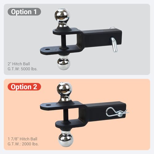 image for REDTEE ATV/UTV Trailer Hitch - Dual Hitch Balls (1-7/8