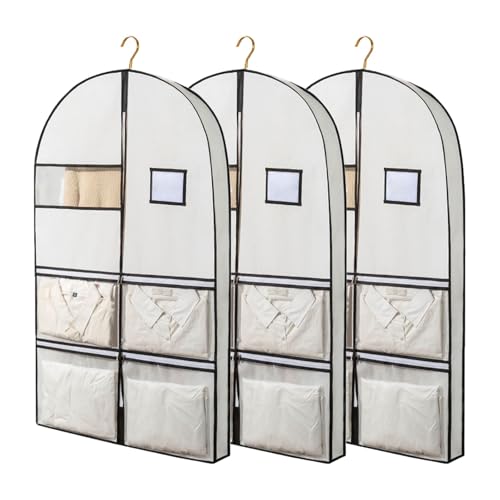 Travel Suit Garment Bags - 3 Pack Hanging Bags with Clear Window Perfect for Coats Jackets and Dresses
