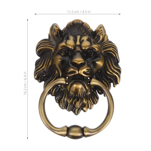 Aldaba de puerta de león, manija resistente de bronce antiguo verde marca Alipis 3