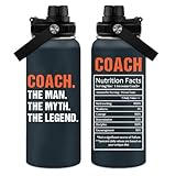WWHSAI Coach Gifts - 32 Oz Coach Nutriton Facts Water Bottle, The Man The Myth The Legend - Christmas Birthday Cheer Coachs Gifts, Soccer Softball Basketball Swim Coachs Appreciation Gift for Him