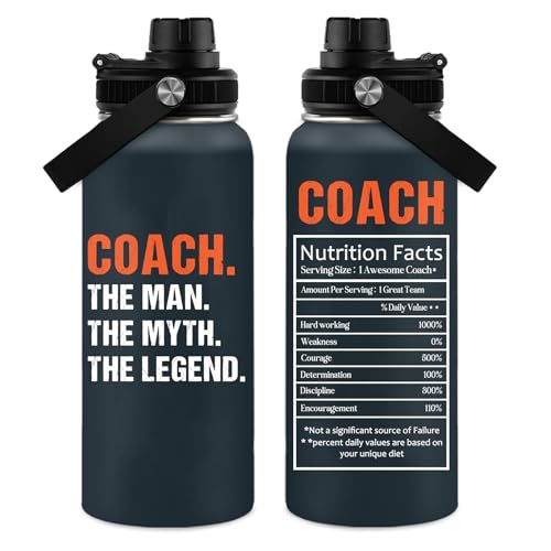 WWHSAI Coach Gifts - 32 Oz Coach Nutriton Facts Water Bottle, The Man The Myth The Legend -