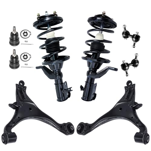 Image of Detroit Axle - 8pc Front End Suspension Kit for 2001-2005 Honda Civic 2001-2003 EL 2 Lower Control Arms 2 Lower Ball Joints 2 Ready Struts 2 Sway Bar End Links 2002 Replacement