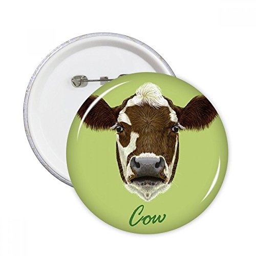 Badge vache laitière marron et blanc DIYthinker - Lot de 5 pins ronds taille L