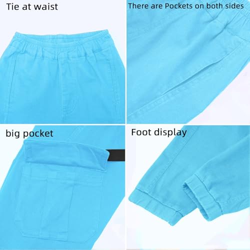 Image of Boys Cargo Pants Cotton Casual Pants Elastic Waist Hiking School Uniform Sweatpants Joggers