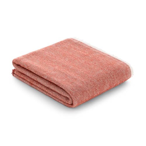 GAMUSI Manta Sofa algodón, Multiusos Sofa, Plaid para Cama, Cubre Cama (130x180 cm, Color Teja)