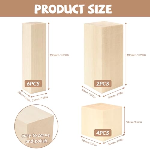 Bloques de madera de tilo natural para esculpir figuras y proyectos de carpintería creativa 5