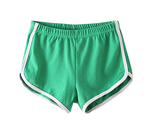 Hosaire Femme Short de Sport Casual Yoga Fitness Elastique Short Été Unique Taille Shorts décontractés Mode Plage Short Multicolore -Vert Cover