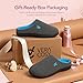 VeraCosy Women's Two-Tone Slippers Soft Comfy Knit Memory Foam Non-slip Indoor Outdoor House Shoes Charcoal Cobalt, 7-8 US