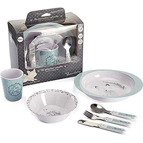 THERMOBABY Coffret Vaisselle Mélamine et Couverts Inox Enfant