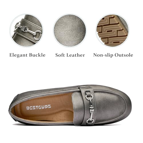 Image of BGSTGUDS Women's Wide Loafers Shoes Cute Dressy Shoes Ladies Comfort Slip Ons Work Shoes